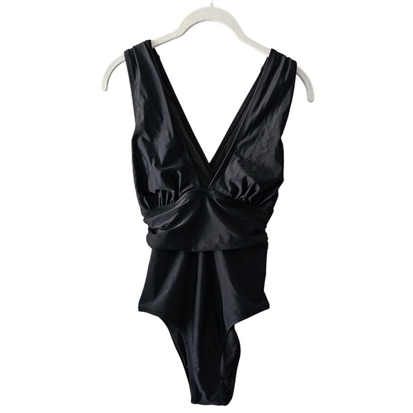 CUPSHE One Piece Swimsuit Women's Size L Plunging V Neck Criss Cross Backless - Picture 1 of 11
